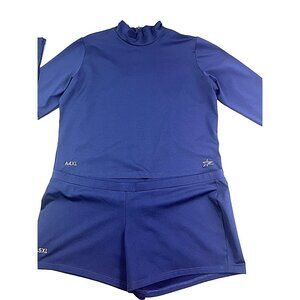 4XL Adult Dance Cheer Workout Outfit 44 Top Sexy Hot Pants 5XL Shorts Navy Blue